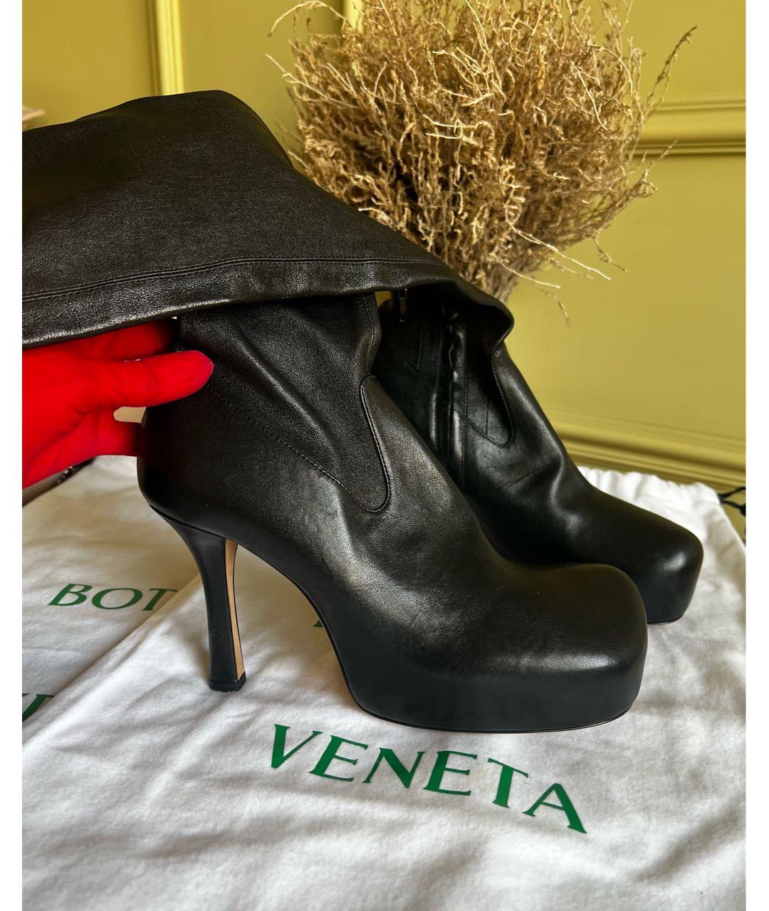 BOTTEGA VENETA Черные кожаные ботфорты, фото 3