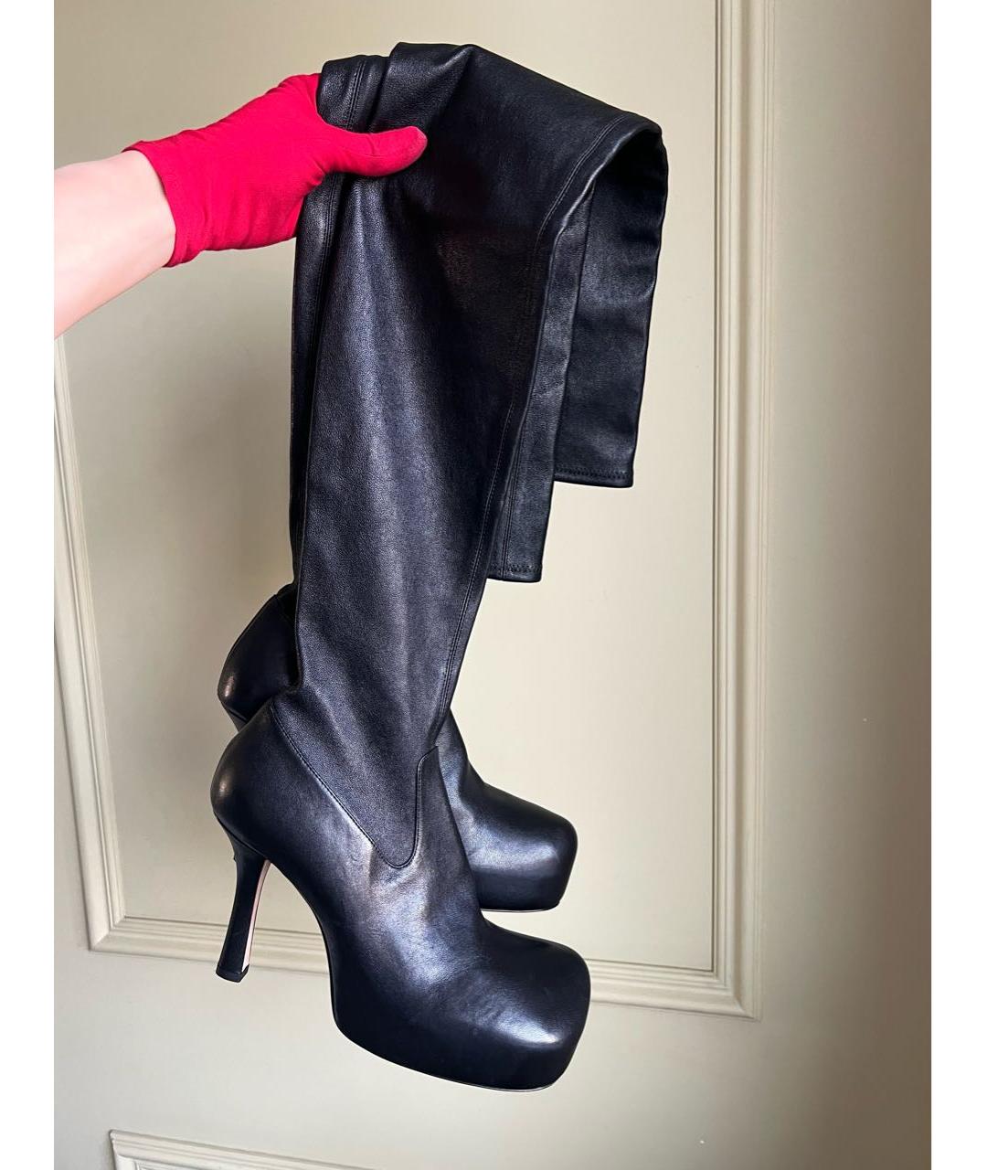 BOTTEGA VENETA Черные кожаные ботфорты, фото 6