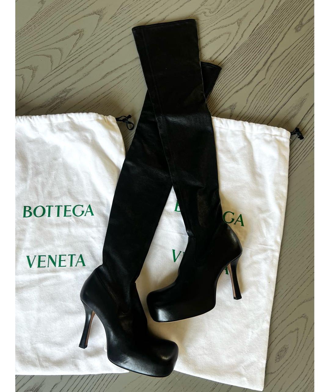 BOTTEGA VENETA Черные кожаные ботфорты, фото 8