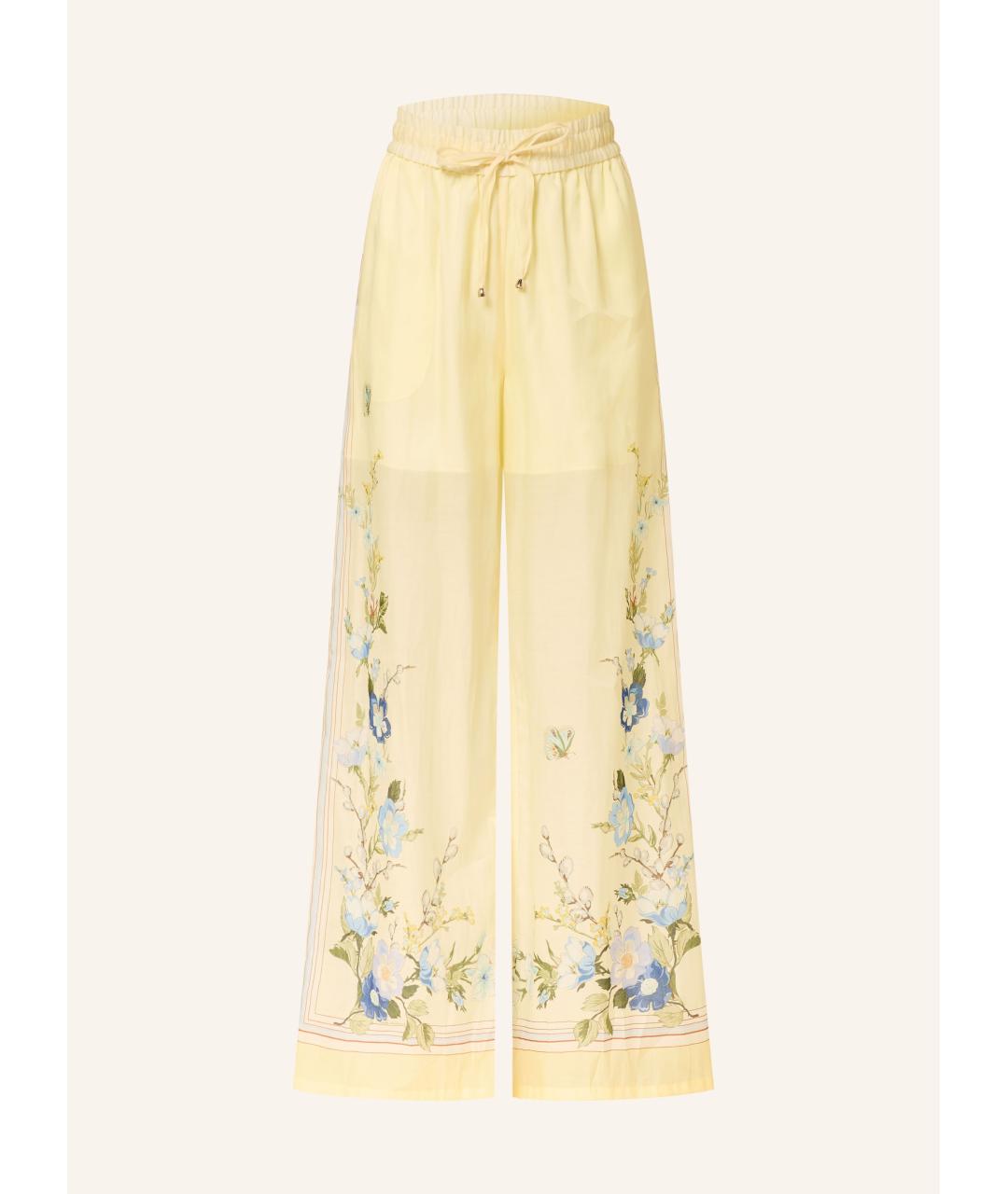 SELF-PORTRAIT Желтые полиэстеровые брюки широкие, фото 7