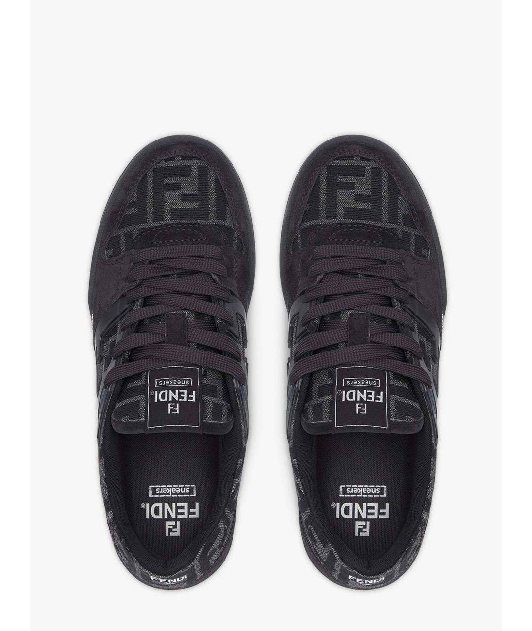 FENDI Черные текстильные низкие кроссовки / кеды, фото 5