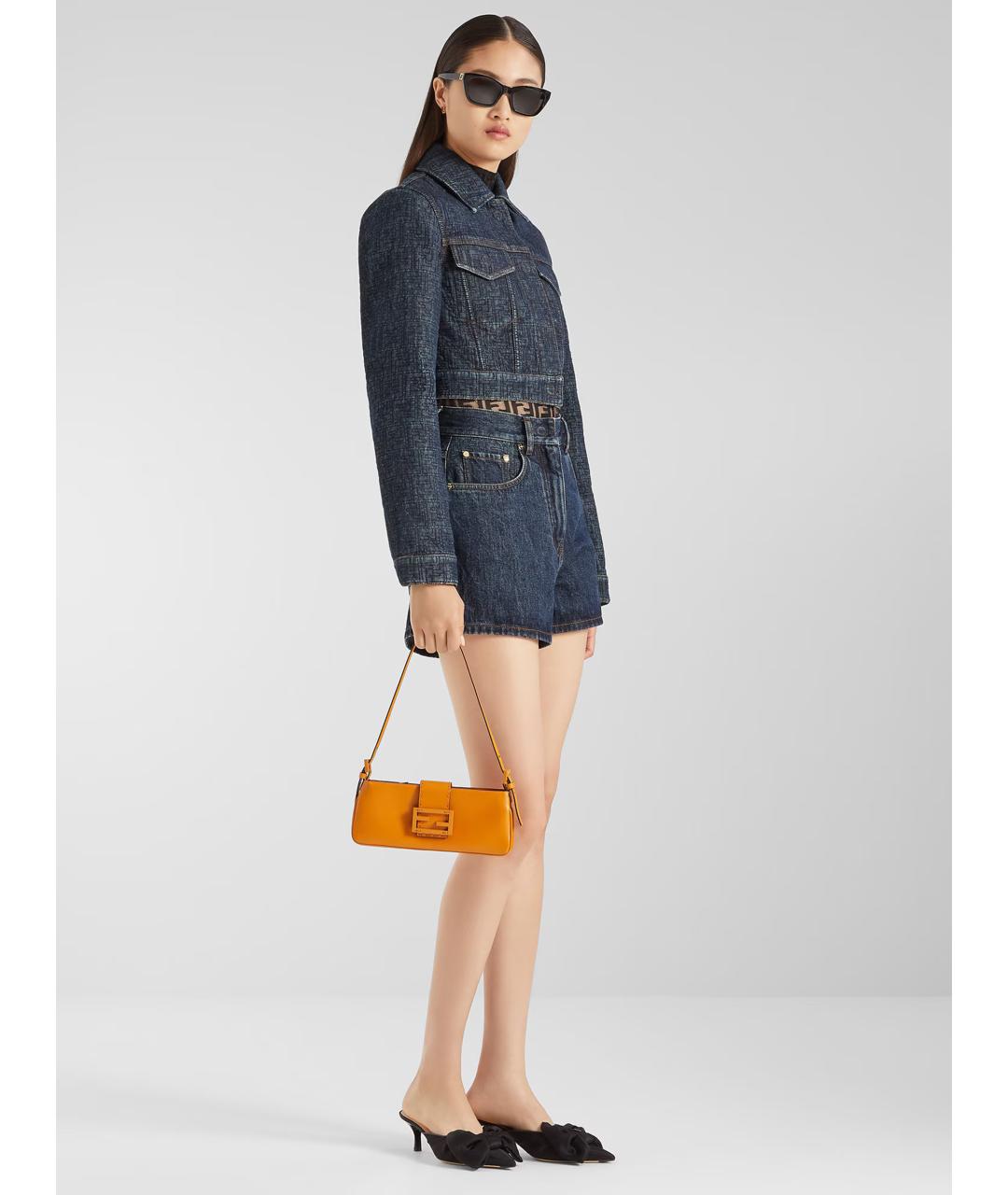 FENDI Синие хлопковые шорты, фото 2