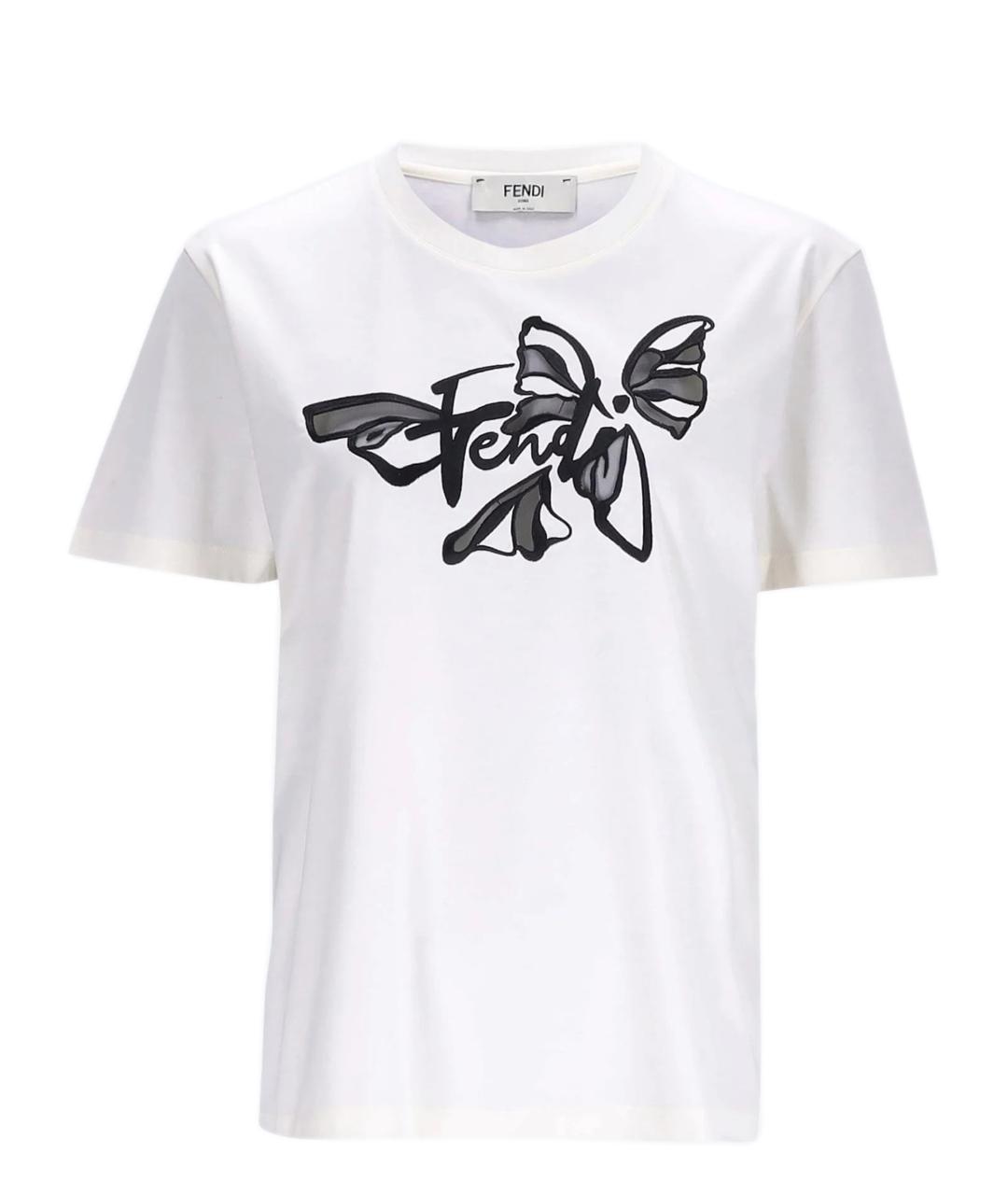 FENDI Белая хлопковая футболка, фото 1