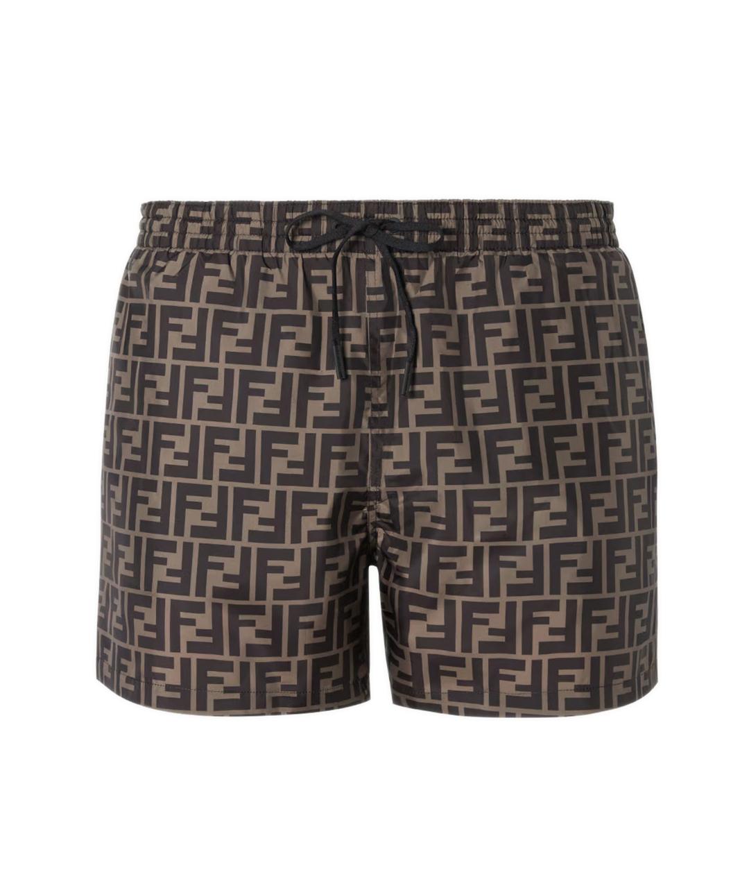 FENDI Коричневые полиэстеровые плавки, фото 1