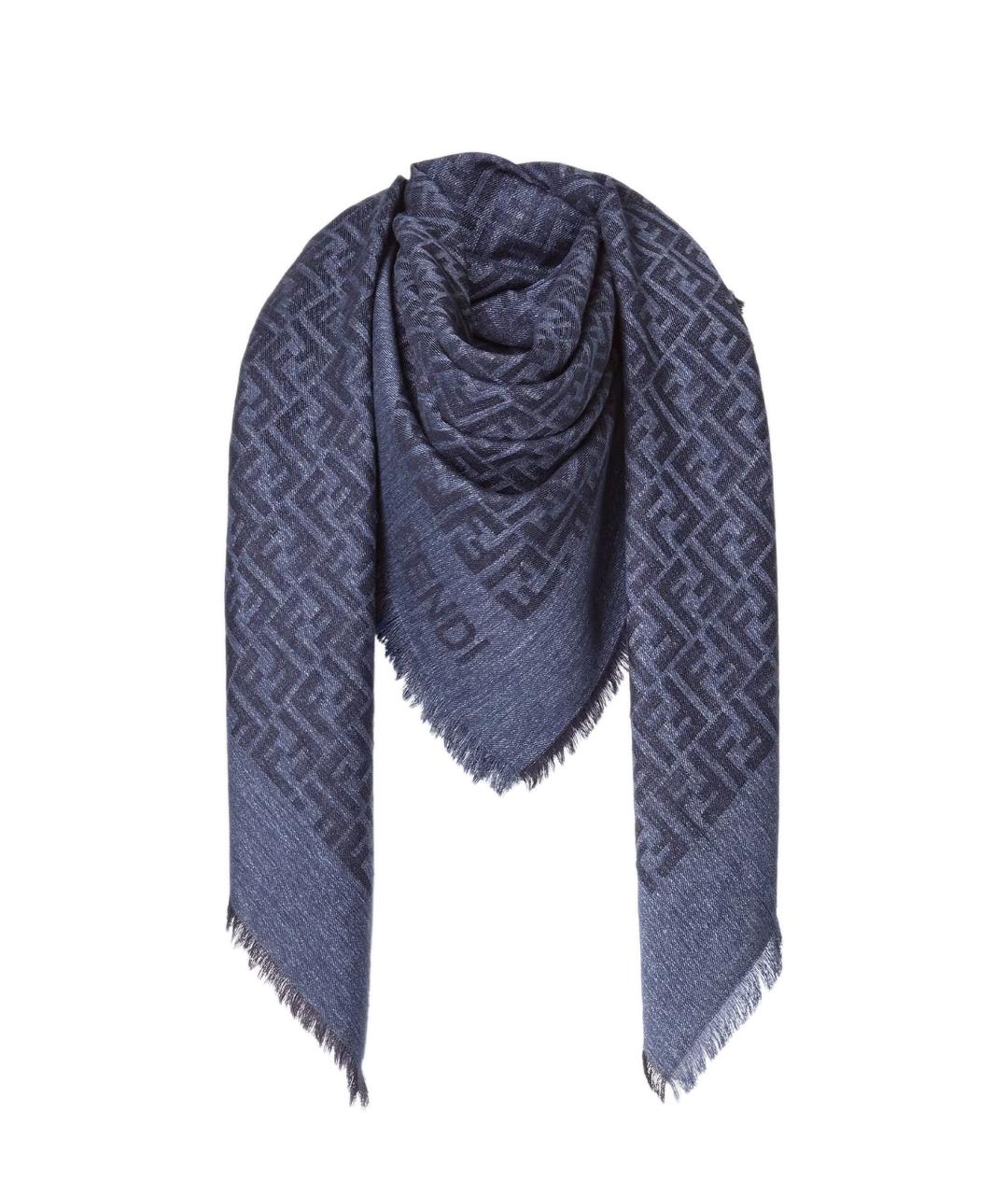 FENDI Синий хлопковый шарф, фото 1