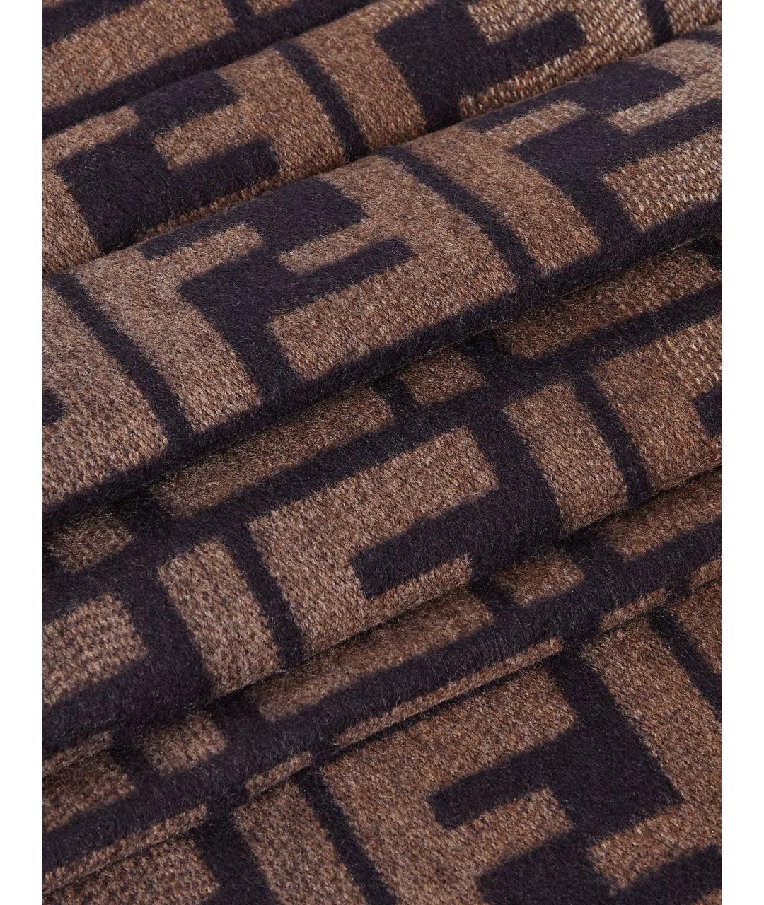 FENDI Коричневый шерстяной шарф, фото 3