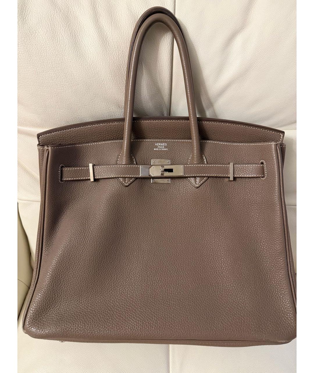 HERMES Бежевая кожаная сумка тоут, фото 2