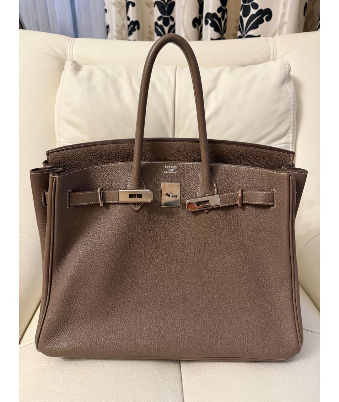 HERMES Бежевая кожаная сумка тоут, фото 3