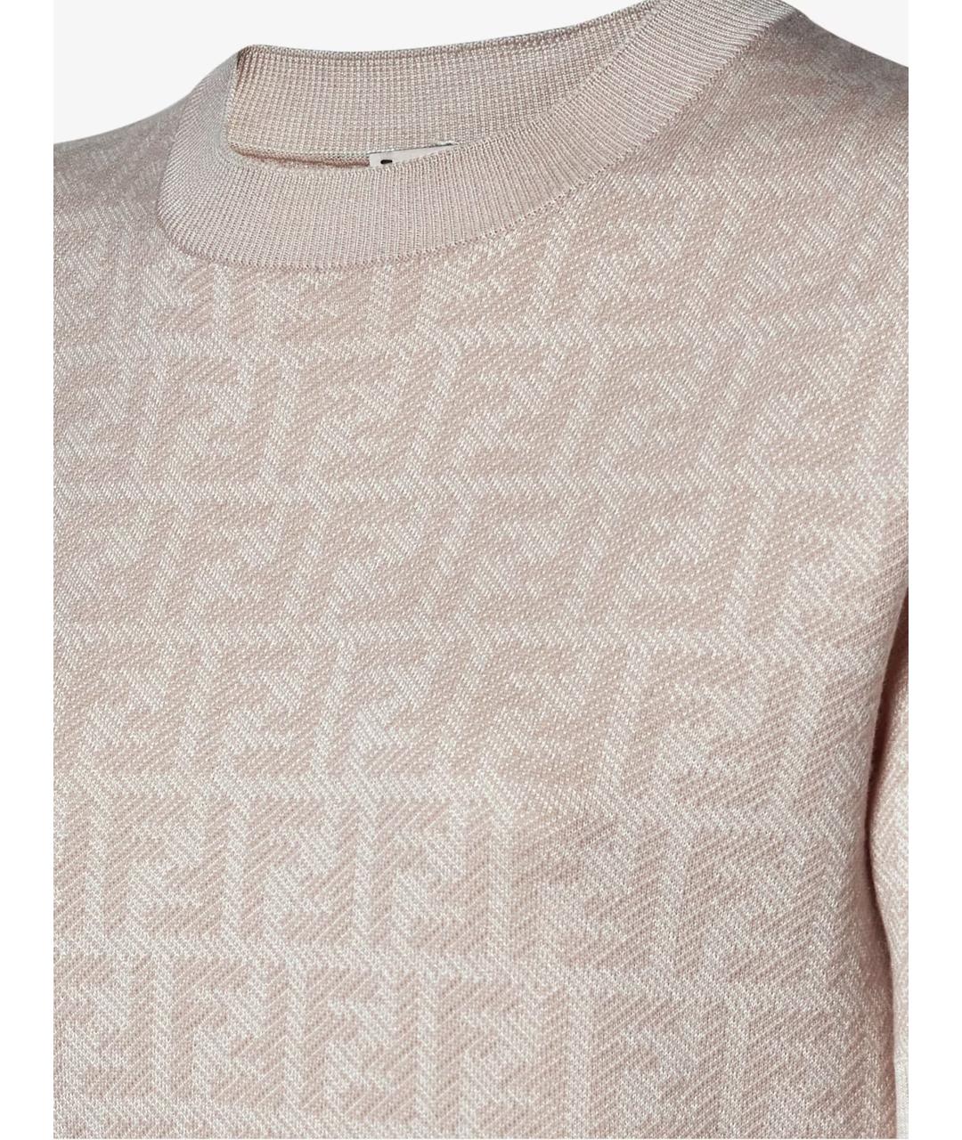 FENDI Бежевый шерстяной джемпер / свитер, фото 3