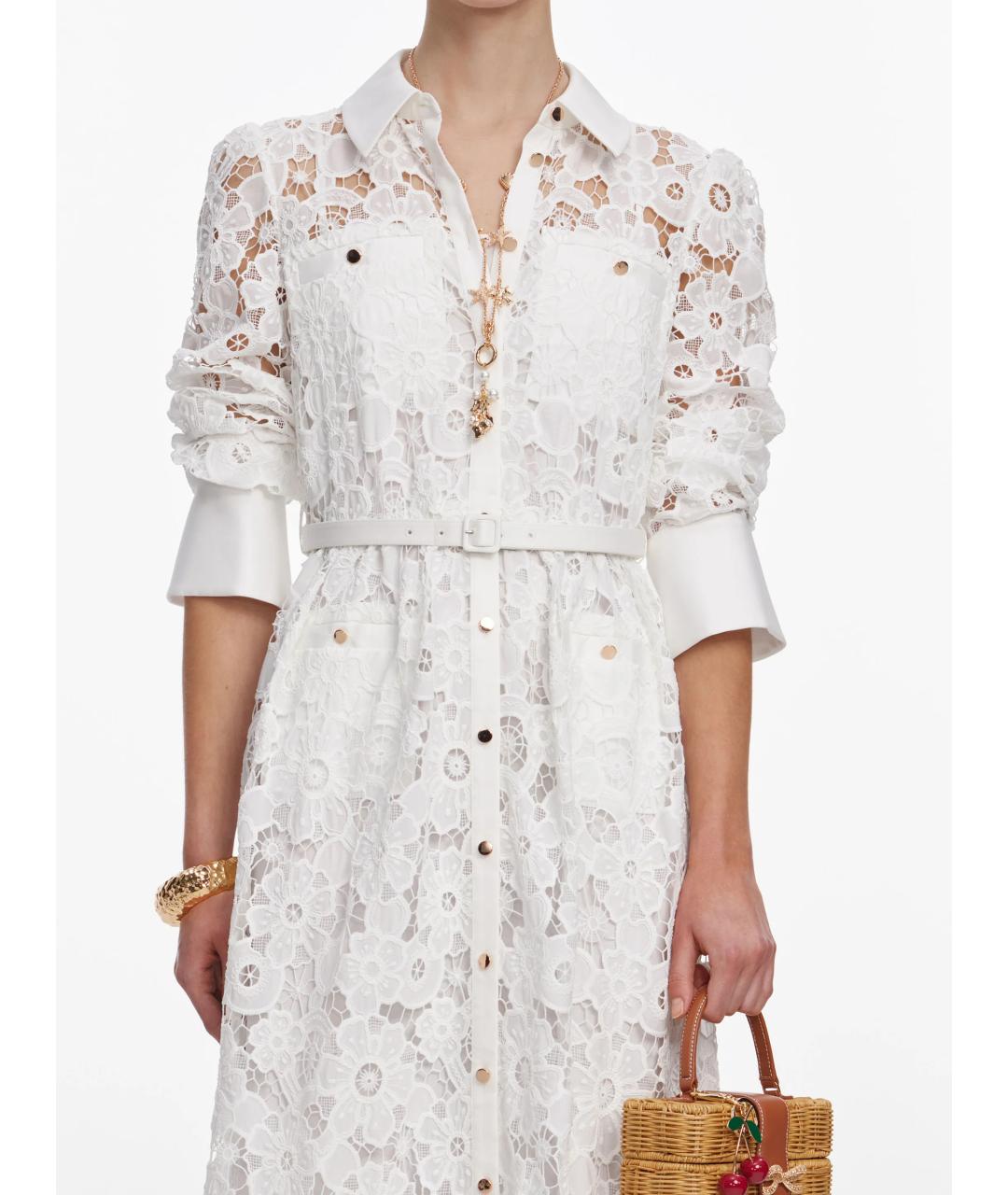 SELF-PORTRAIT Белое полиэстеровое повседневное платье, фото 4