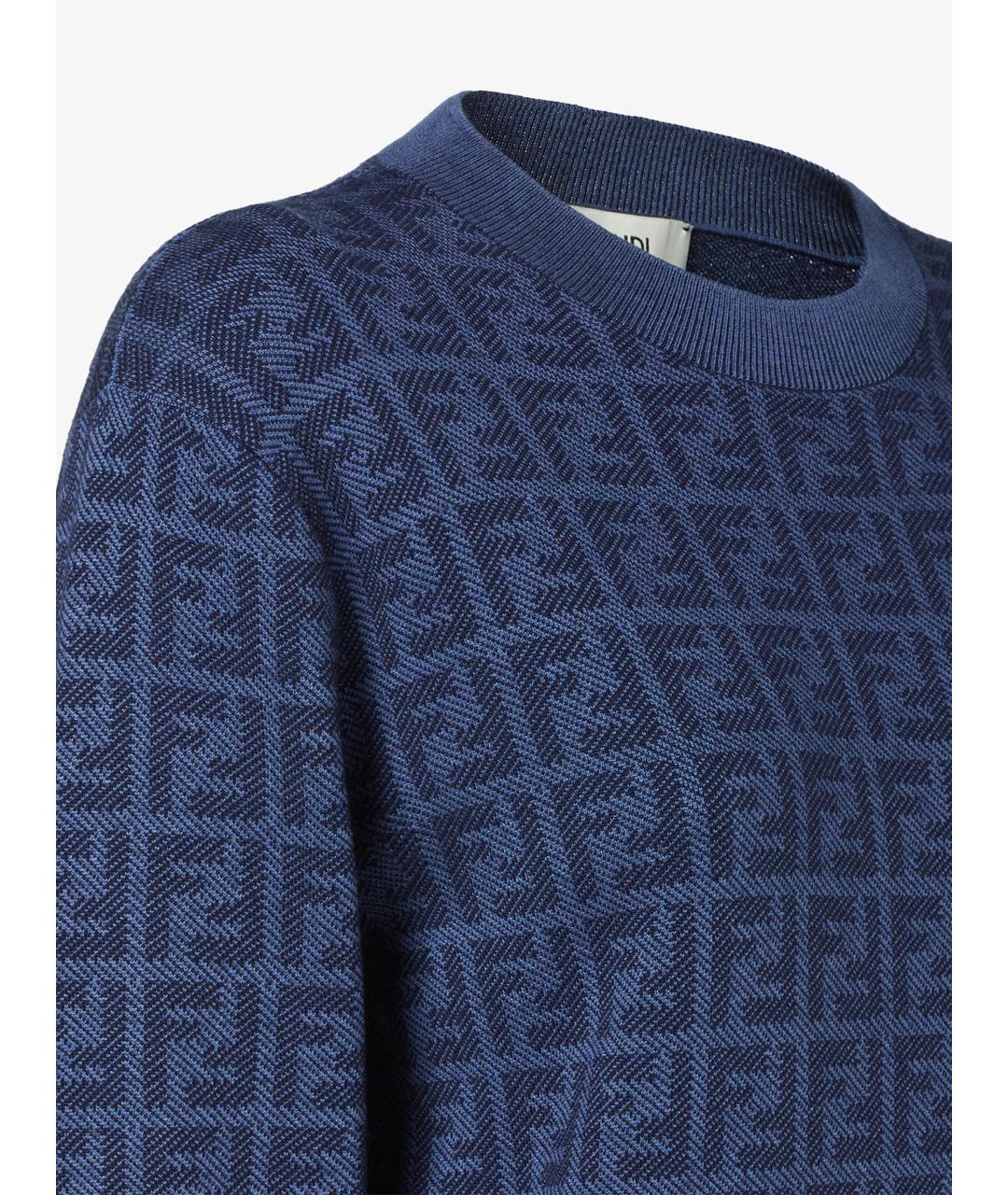 FENDI Синий шерстяной джемпер / свитер, фото 4