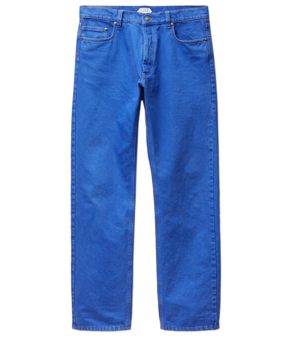 VERSACE Синие хлопковые прямые джинсы, фото 1