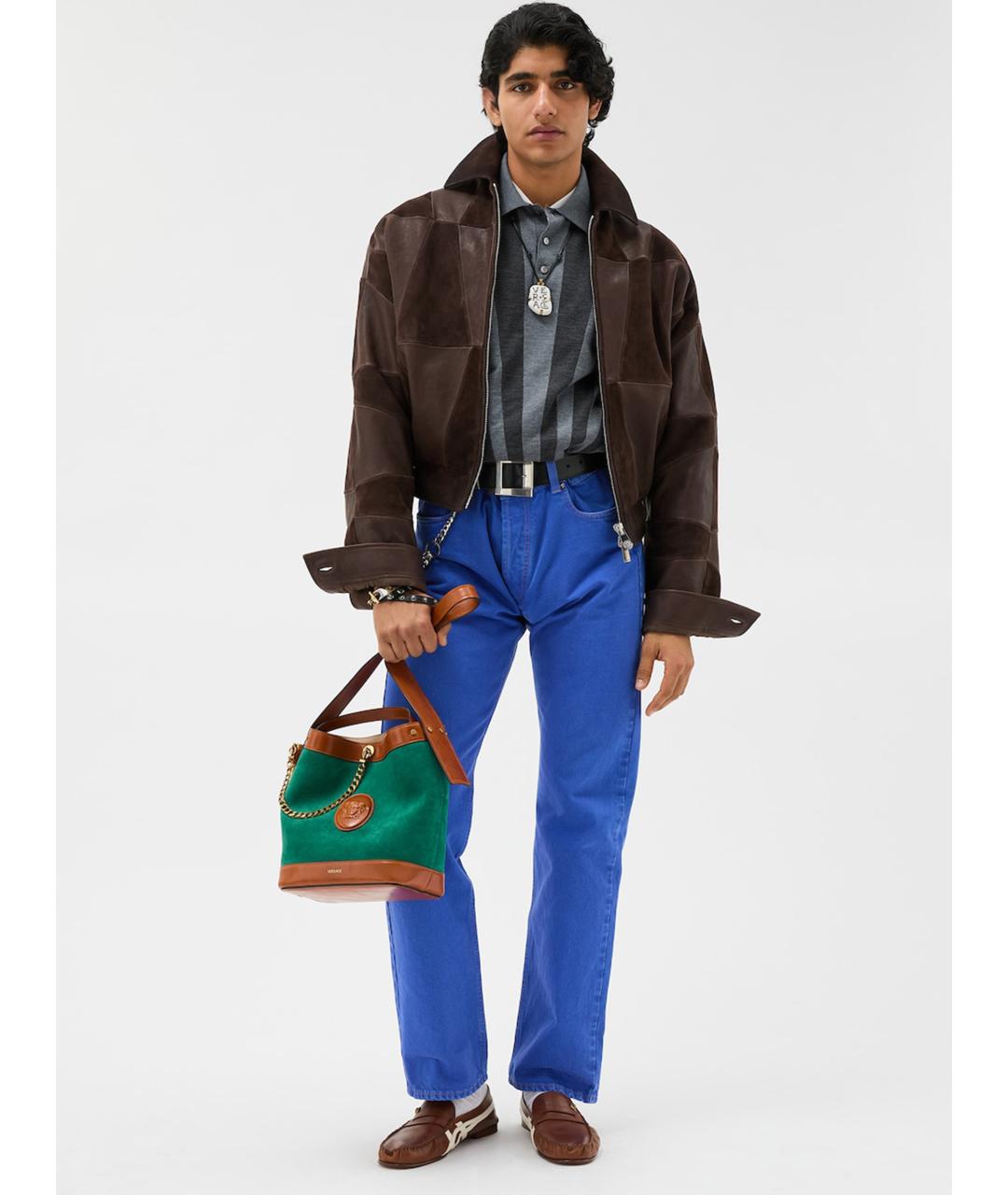 VERSACE Синие хлопковые прямые джинсы, фото 2