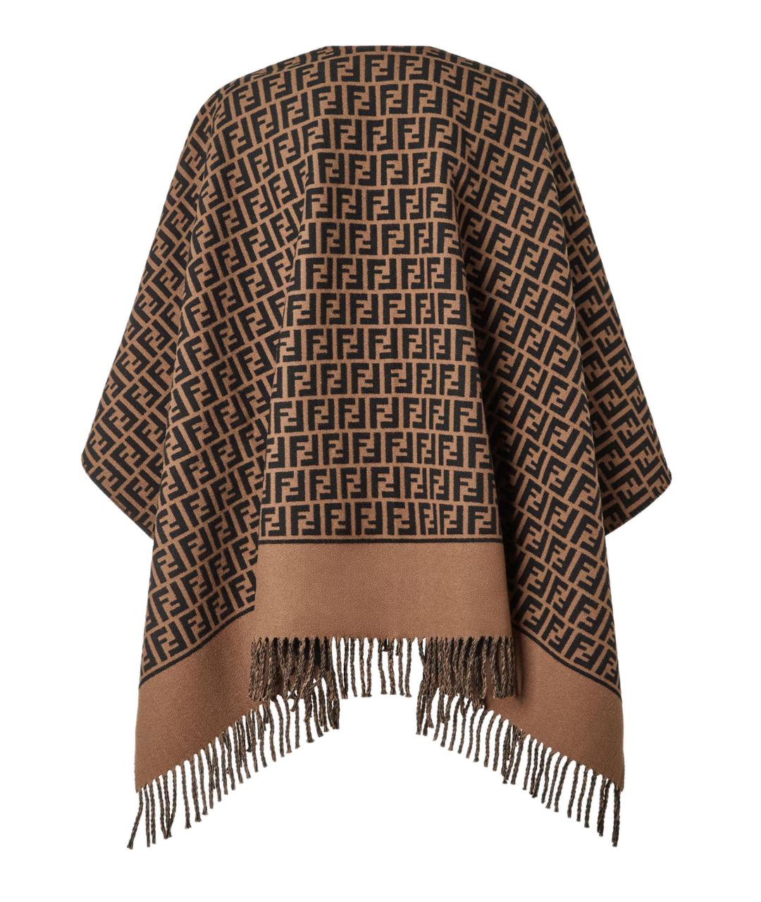 FENDI Коричневый шерстяной шарф, фото 2