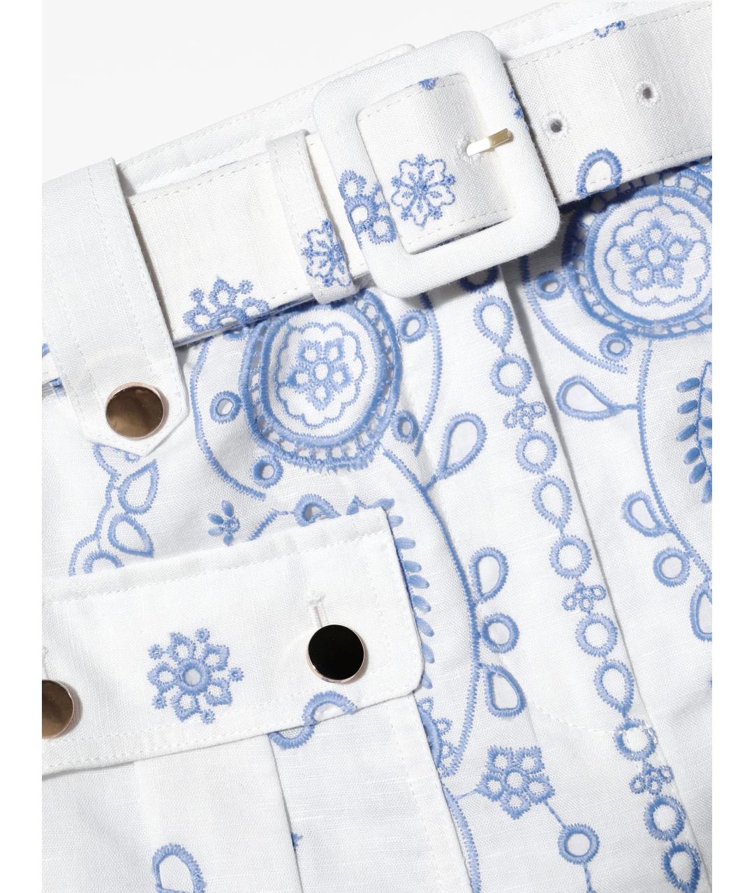 SELF-PORTRAIT Голубая льняная юбка мини, фото 8