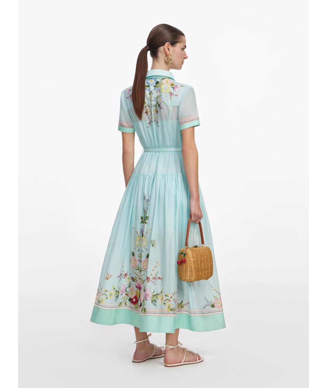 SELF-PORTRAIT Зеленые хлопковое повседневное платье, фото 2