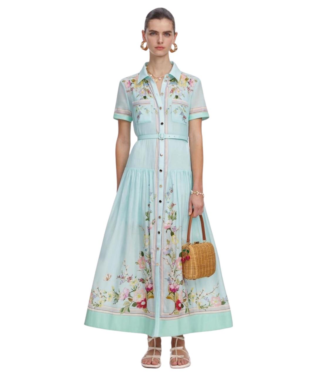 SELF-PORTRAIT Зеленые хлопковое повседневное платье, фото 1