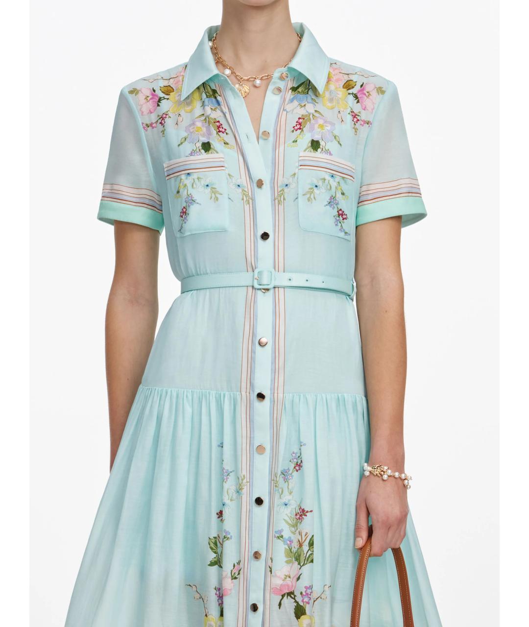 SELF-PORTRAIT Зеленые хлопковое повседневное платье, фото 3