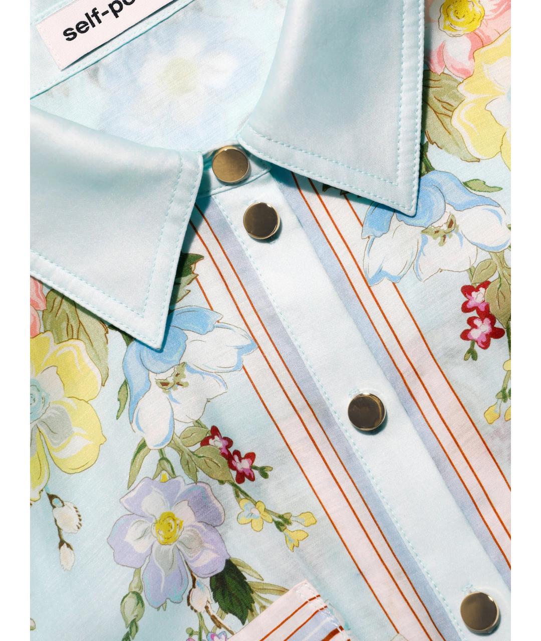 SELF-PORTRAIT Зеленые хлопковое повседневное платье, фото 4