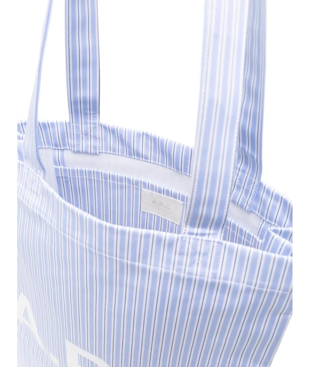 A.P.C. Голубая хлопковая сумка тоут, фото 5