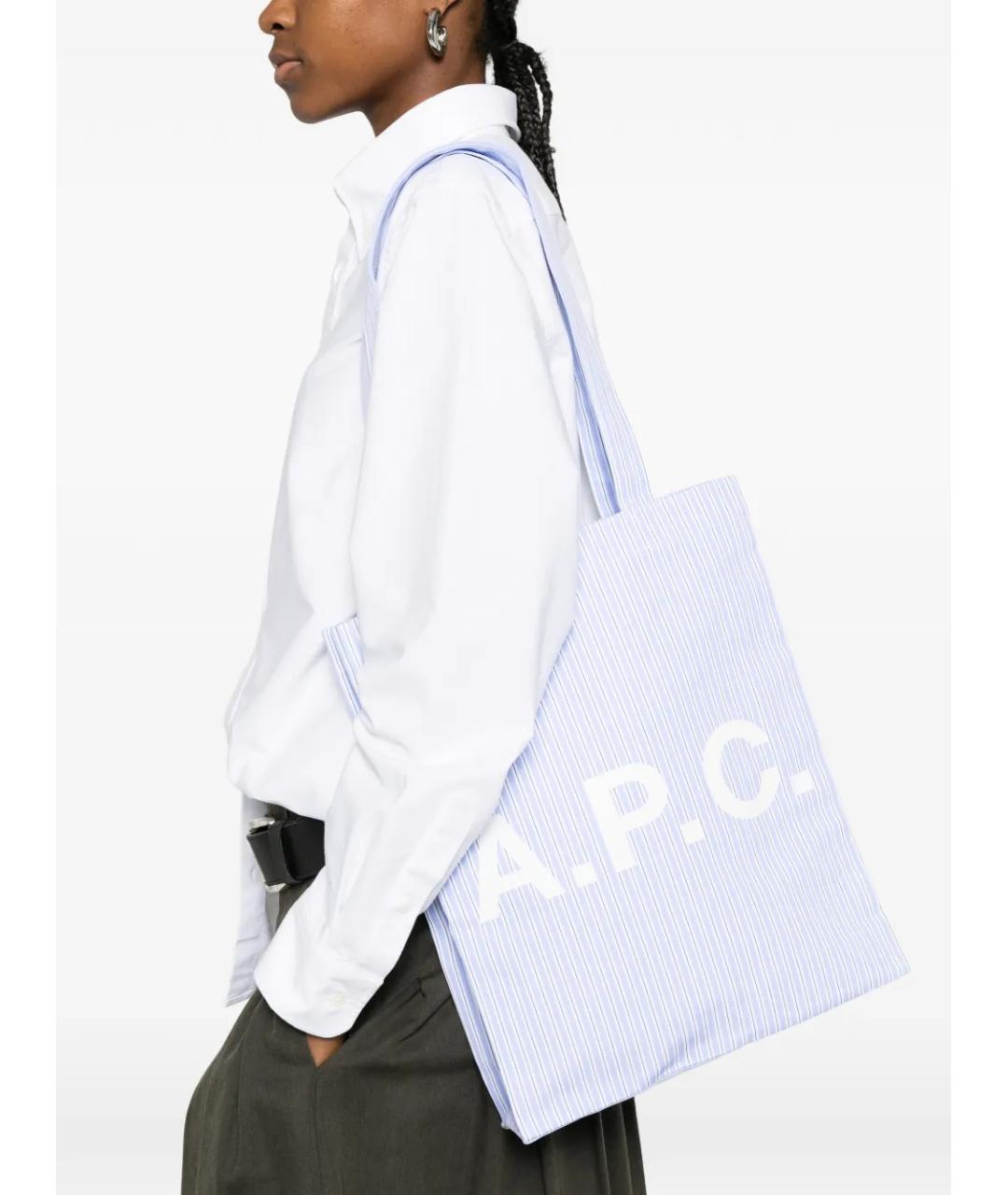 A.P.C. Голубая хлопковая сумка тоут, фото 2