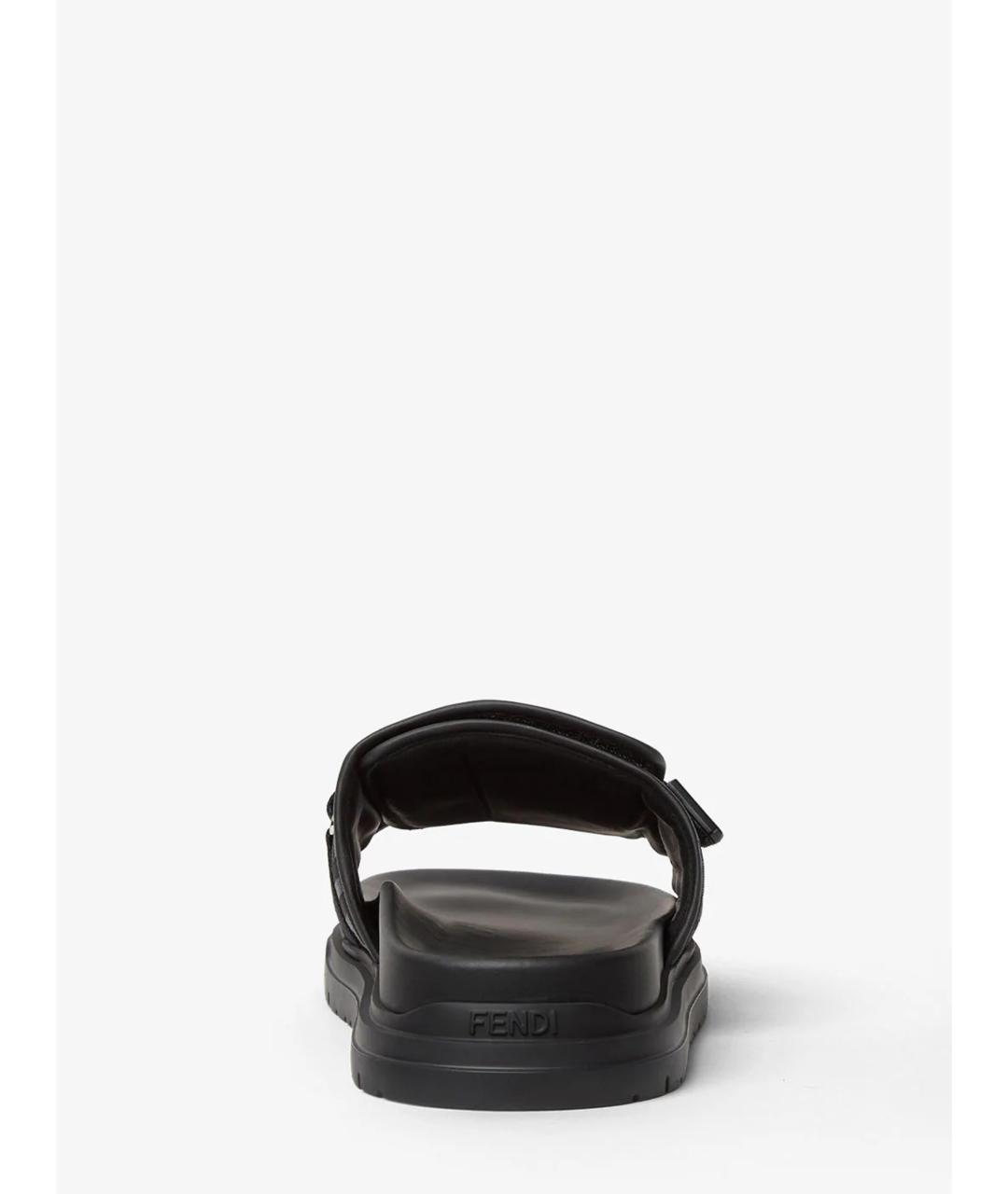 FENDI Черные текстильные шлепанцы, фото 3