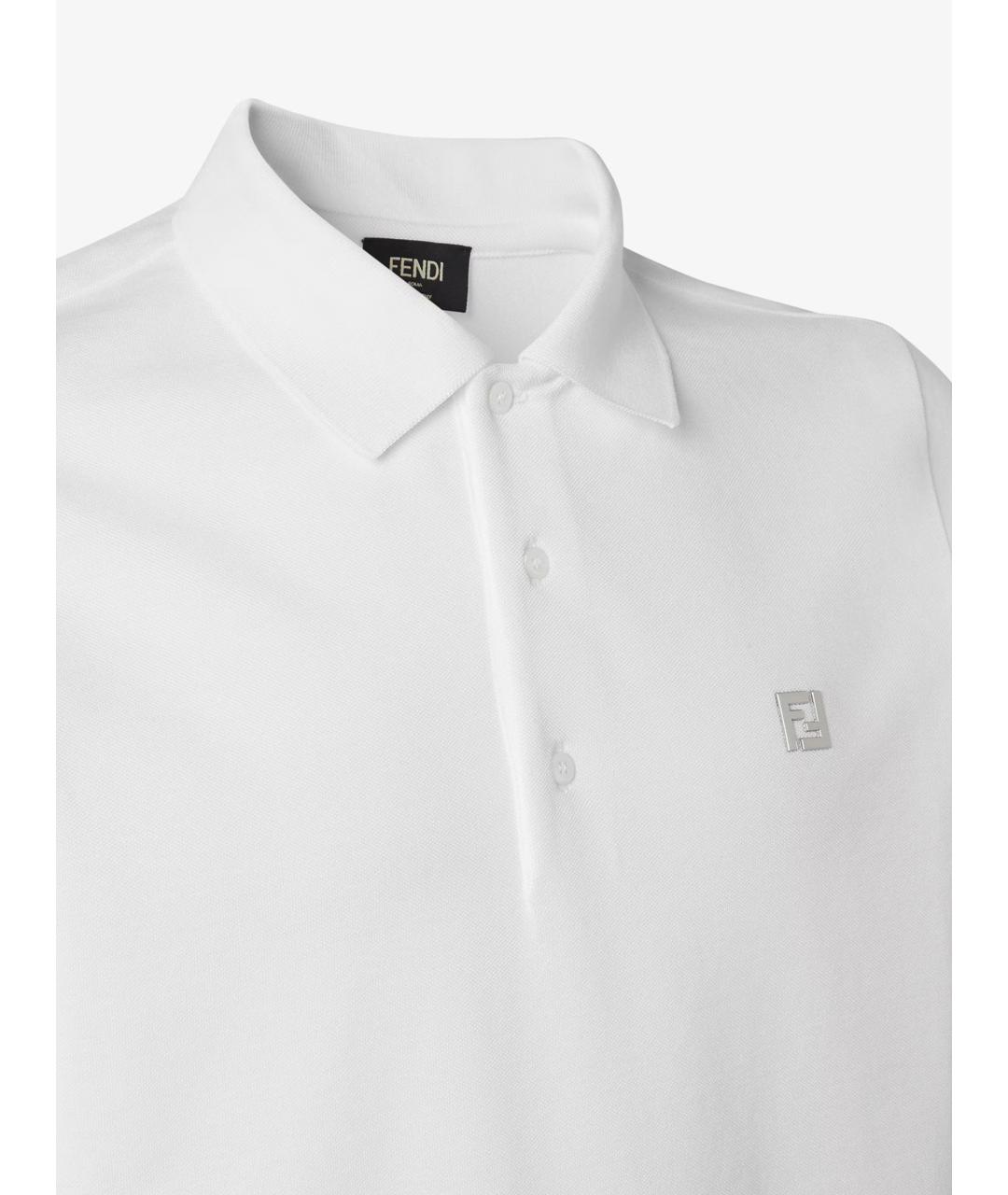 FENDI Белое хлопковое поло с коротким рукавом, фото 3