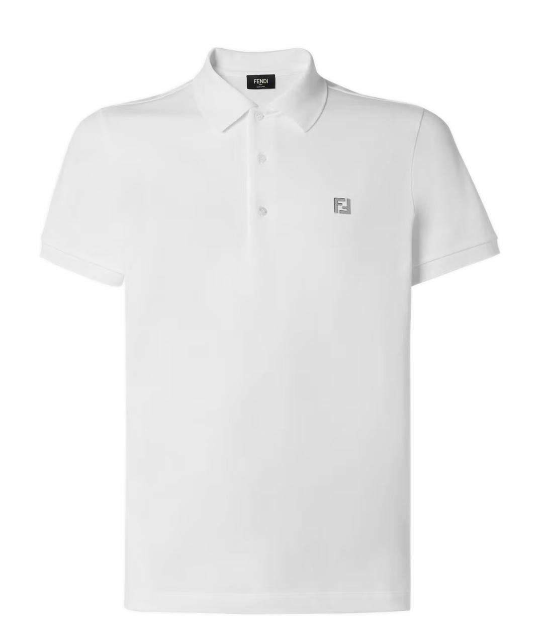 FENDI Белое хлопковое поло с коротким рукавом, фото 1