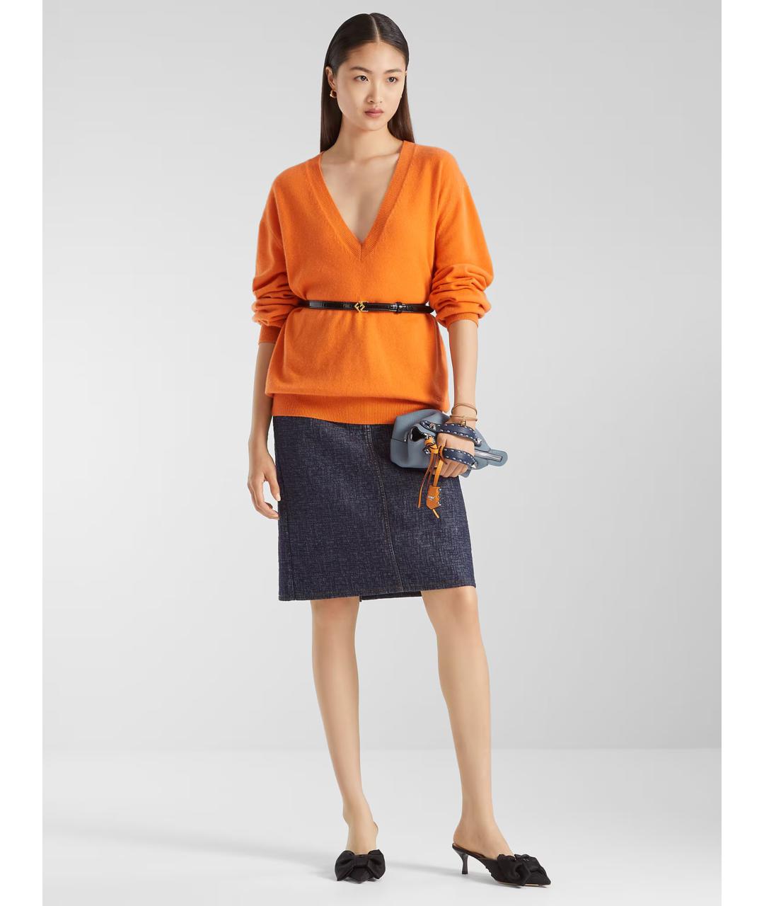 FENDI Синяя хлопковая юбка миди, фото 2