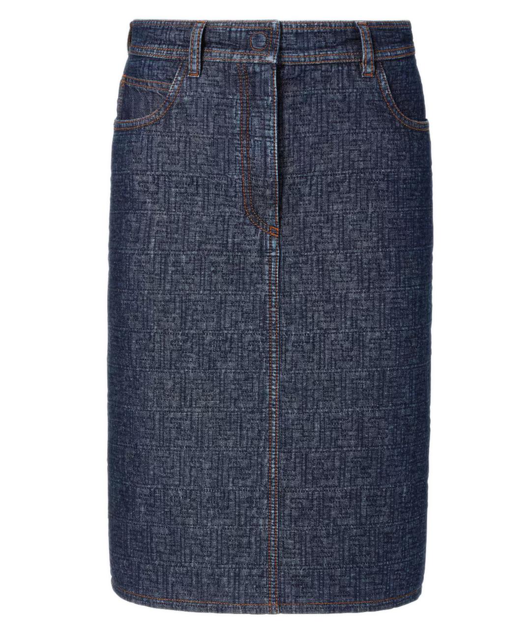 FENDI Синяя хлопковая юбка миди, фото 1
