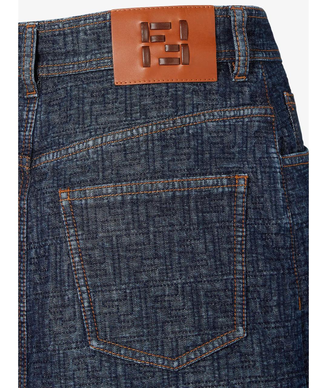 FENDI Синяя хлопковая юбка миди, фото 4