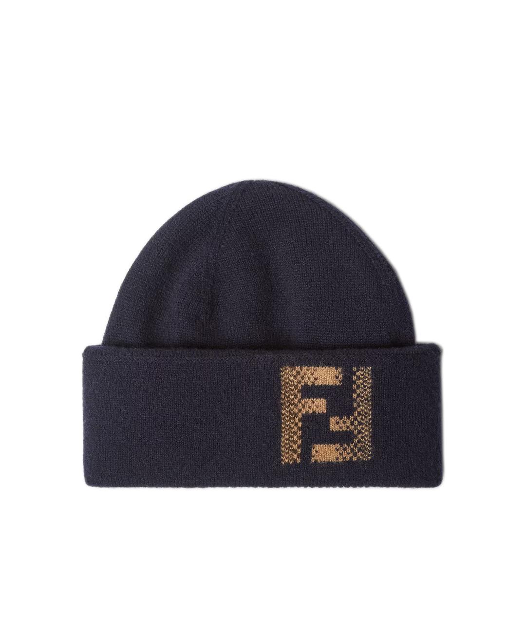 FENDI Синяя шерстяная шапка, фото 1