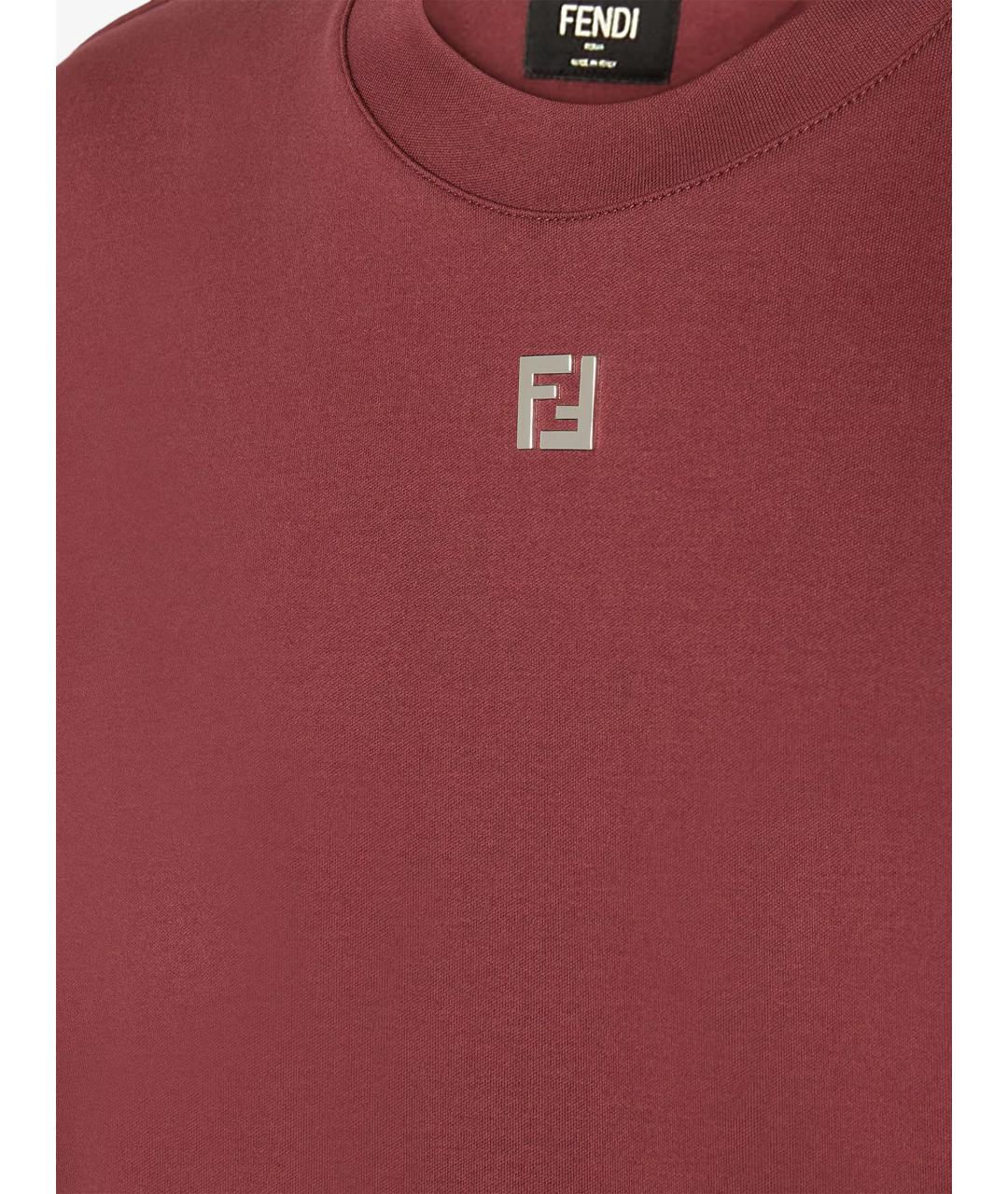 FENDI Красная хлопковая футболка, фото 4