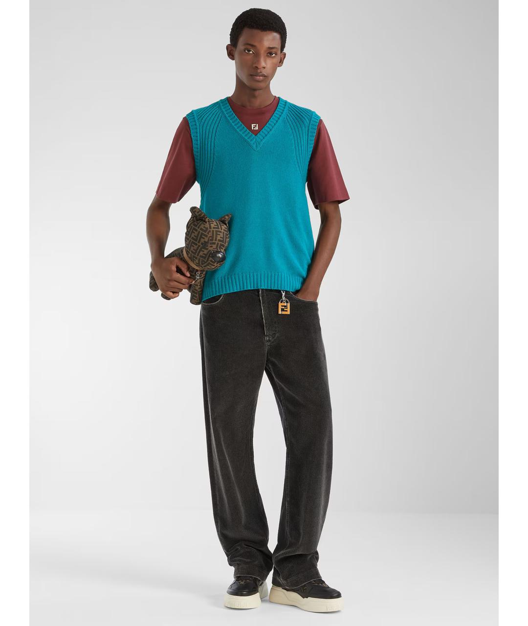 FENDI Красная хлопковая футболка, фото 2