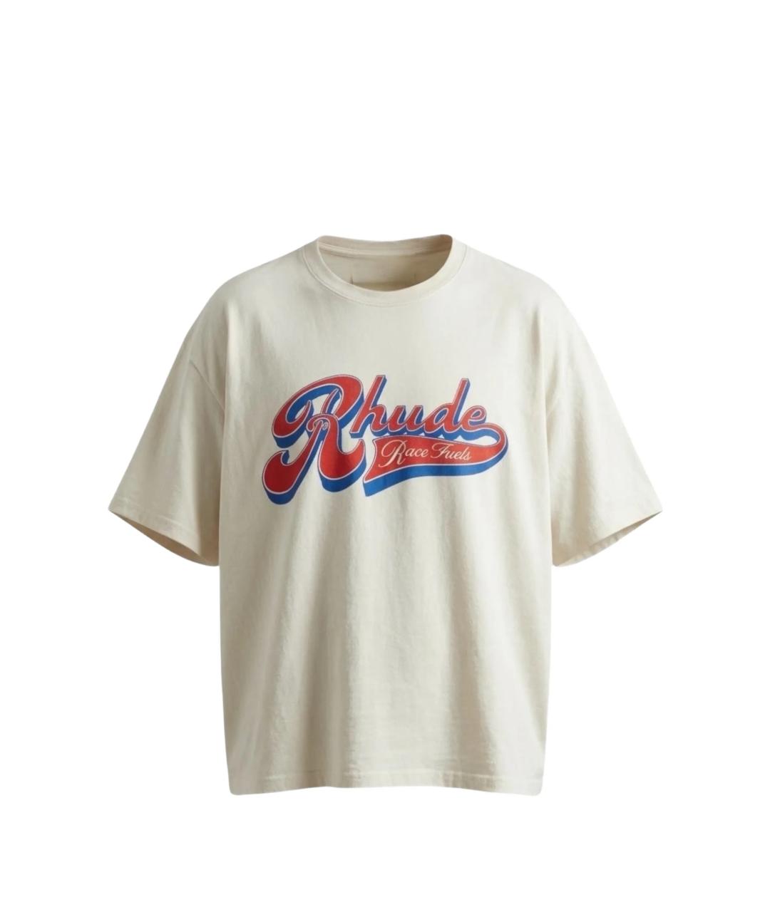 RHUDE Белая хлопковая футболка, фото 1