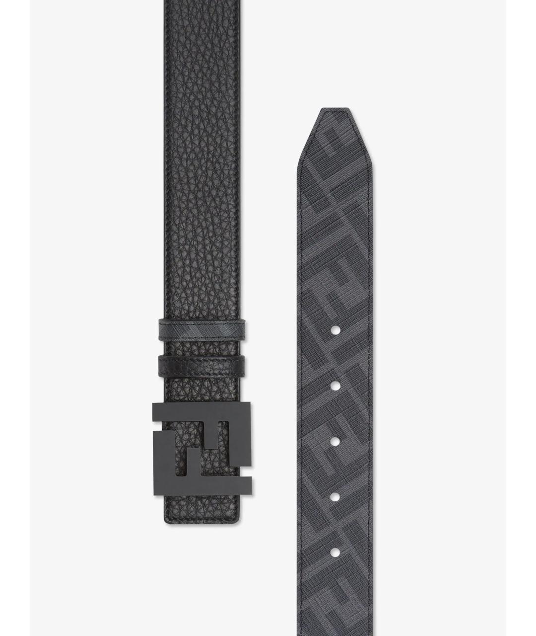 FENDI Черный кожаный ремень, фото 3