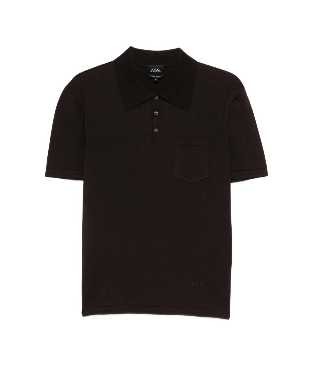 A.P.C. Коричневое хлопковое поло с коротким рукавом, фото 1