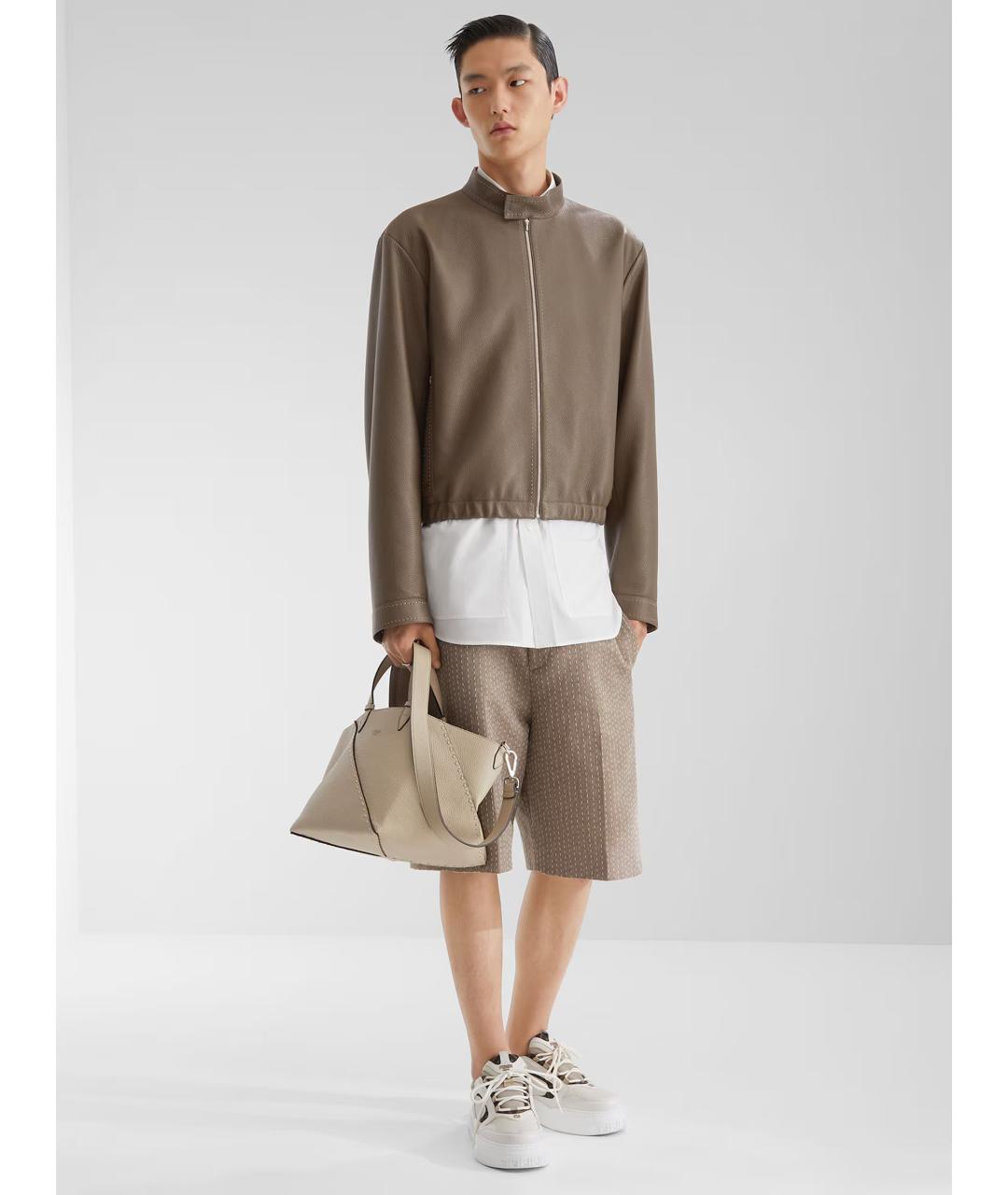 FENDI Белые кожаные низкие кроссовки / кеды, фото 5