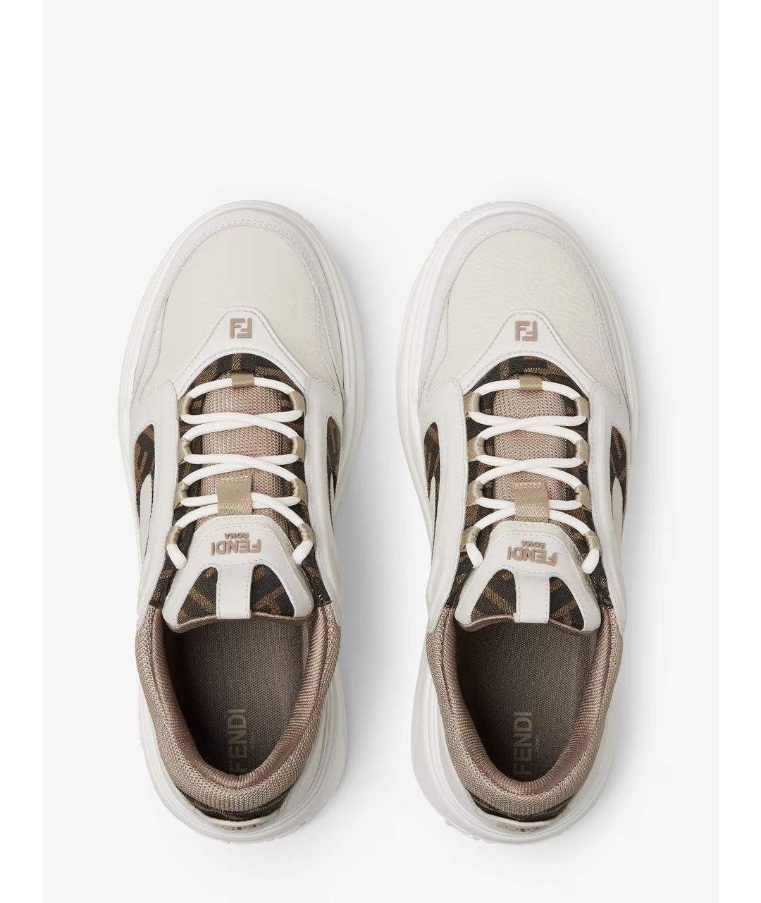 FENDI Белые кожаные низкие кроссовки / кеды, фото 4