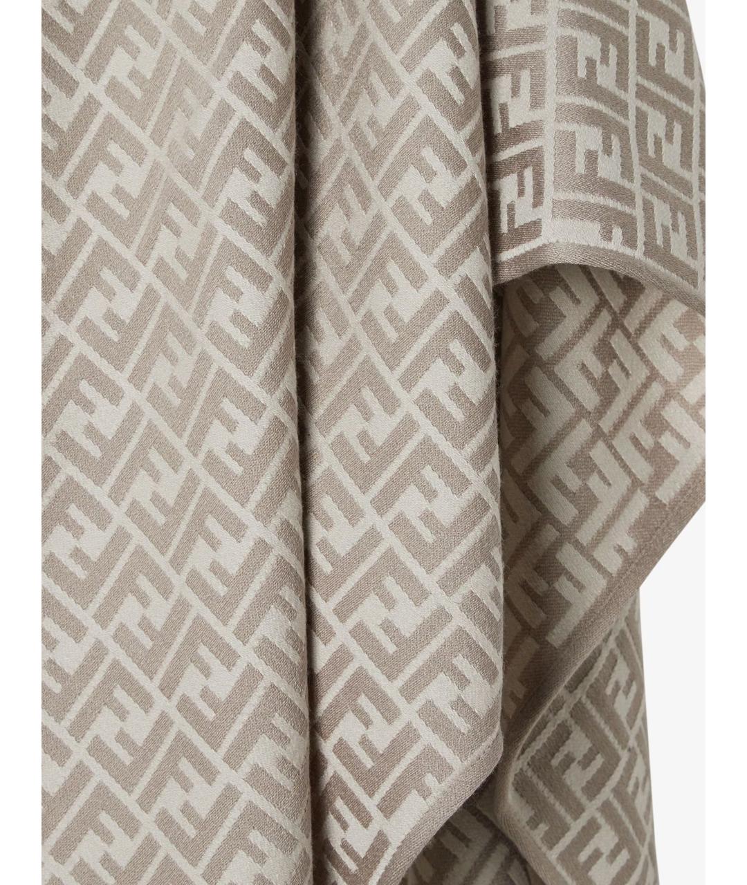 FENDI Бежевый шерстяной шарф, фото 3