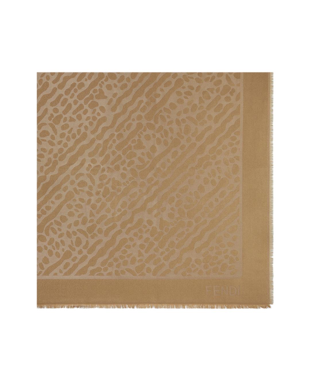 FENDI Коричневый шелковый шарф, фото 2