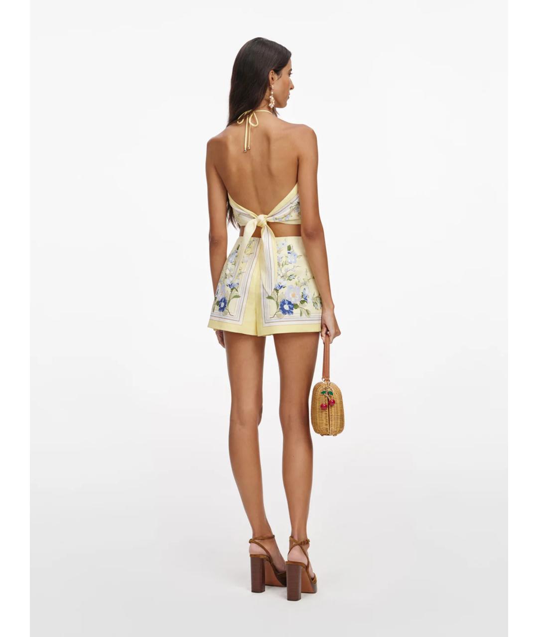 SELF-PORTRAIT Желтая льняная майка, фото 4