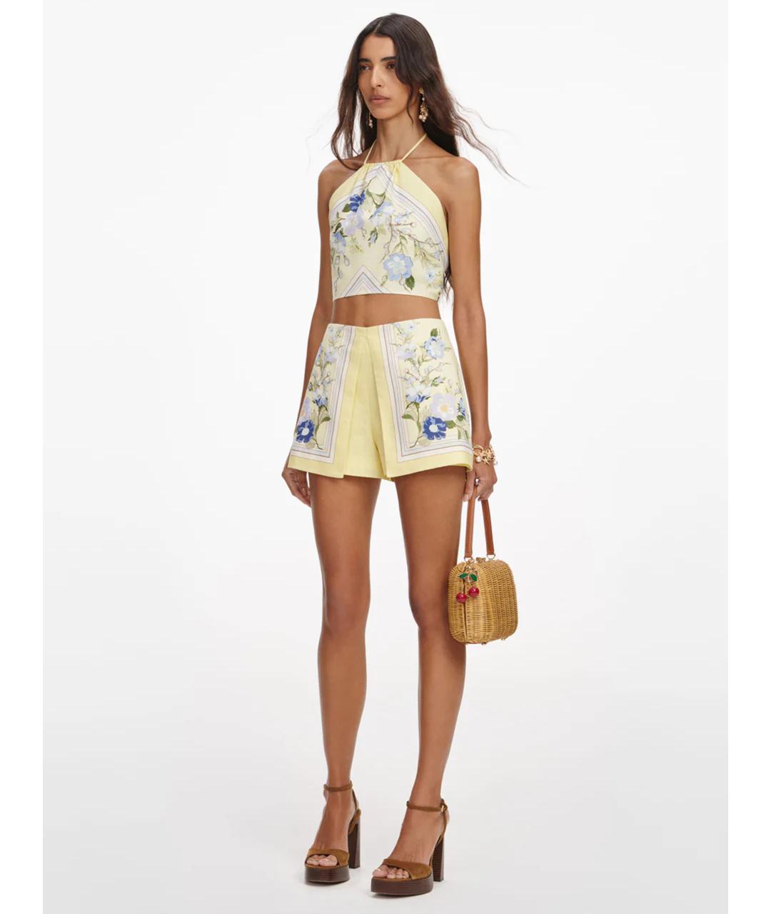 SELF-PORTRAIT Желтая льняная майка, фото 3