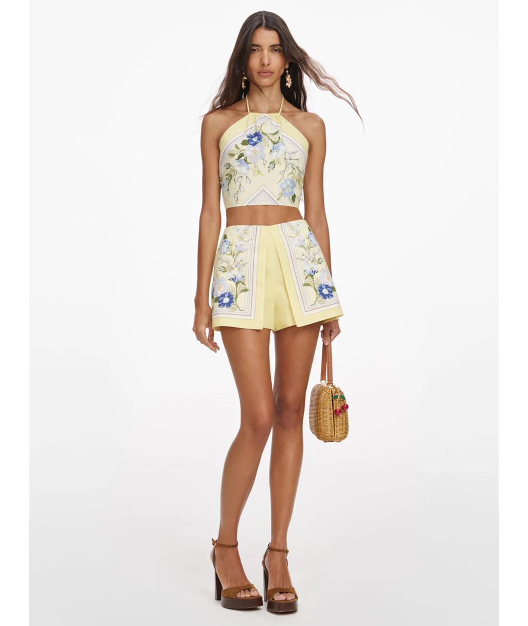 SELF-PORTRAIT Желтые льняные шорты, фото 5