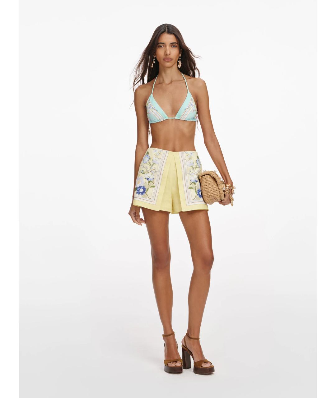 SELF-PORTRAIT Желтые льняные шорты, фото 2