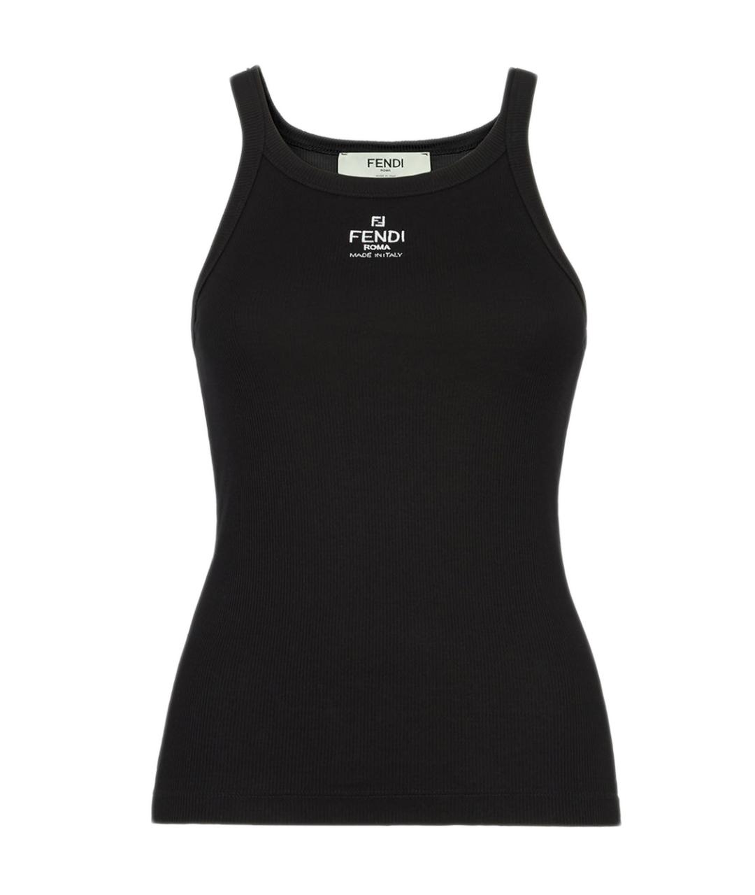 FENDI Черная хлопковая майка, фото 1