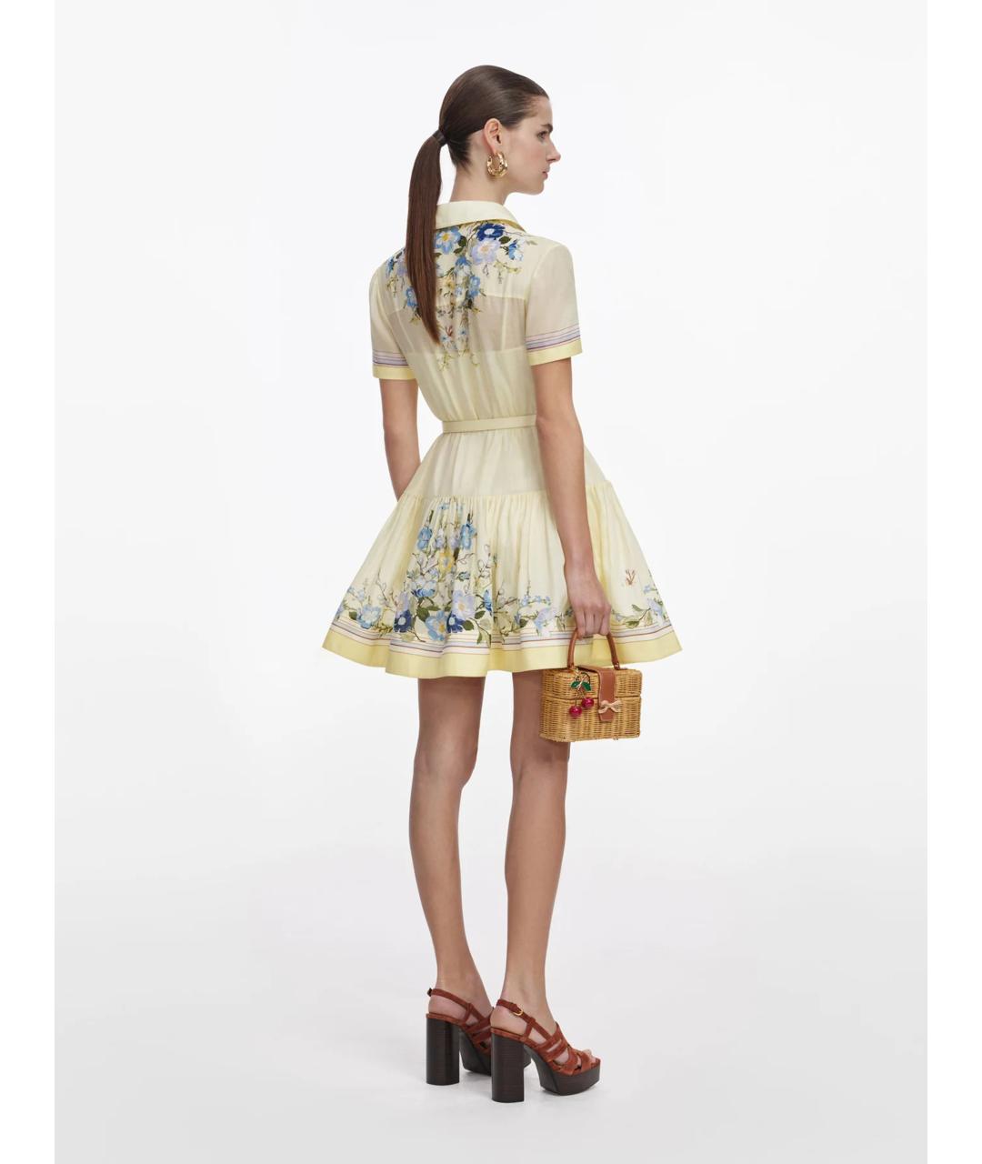 SELF-PORTRAIT Желтое хлопковое повседневное платье, фото 3