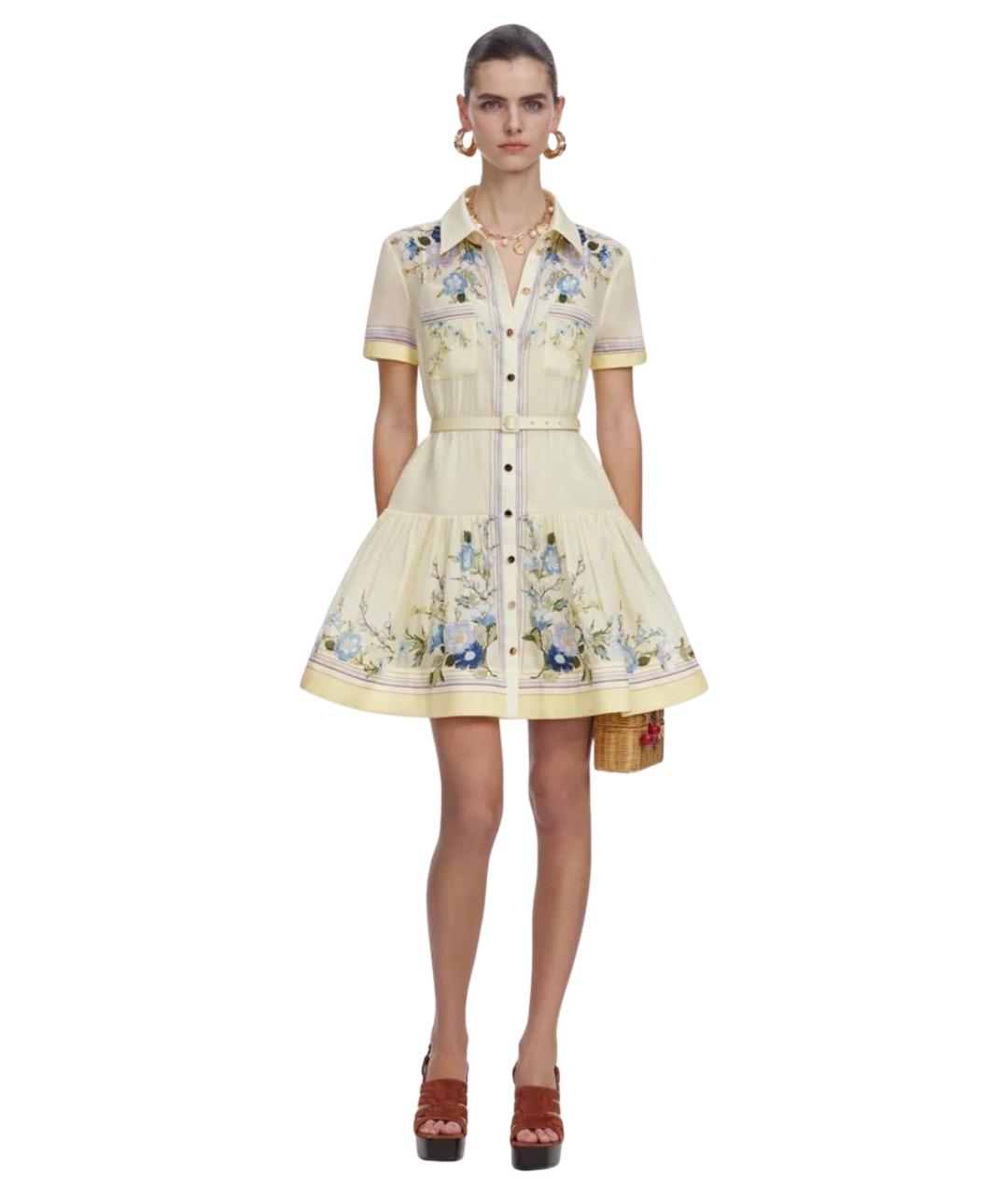 SELF-PORTRAIT Желтое хлопковое повседневное платье, фото 1