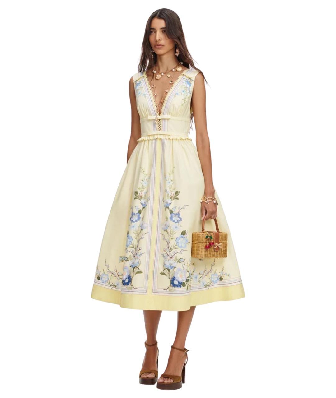 SELF-PORTRAIT Желтое хлопковое повседневное платье, фото 1