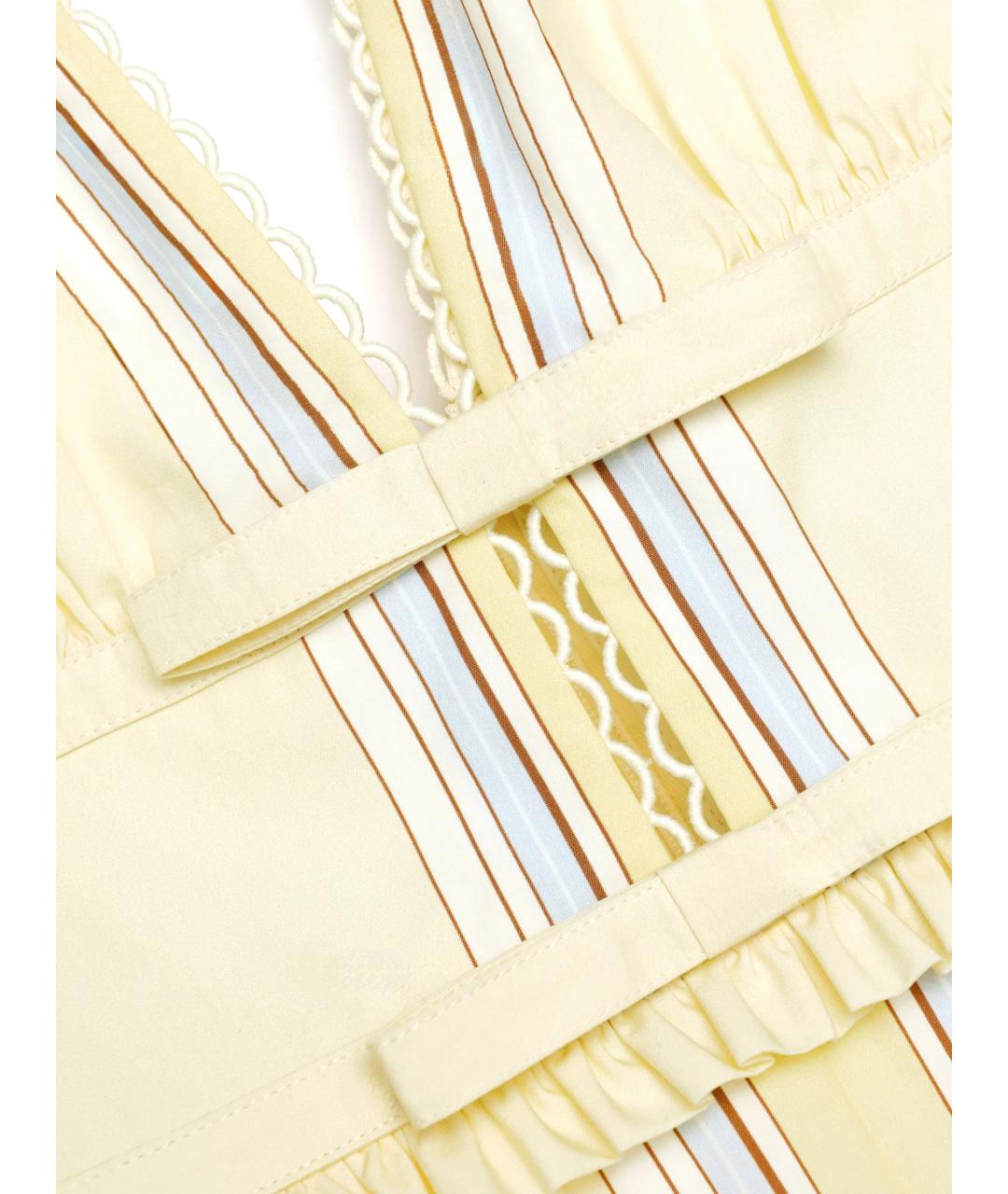 SELF-PORTRAIT Желтое хлопковое повседневное платье, фото 4